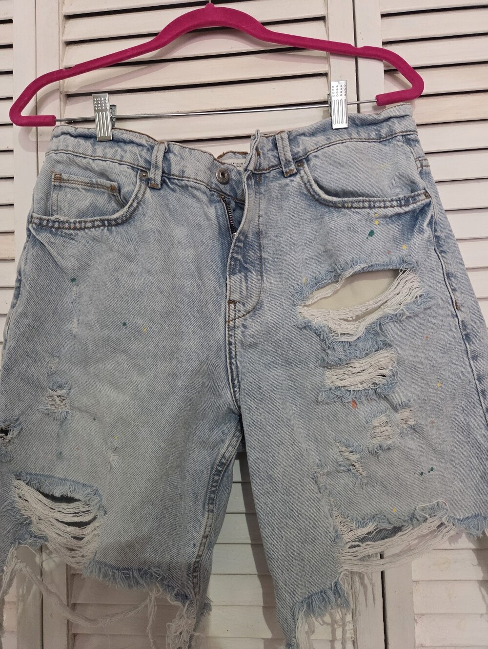 Zara Light Blue Distressed Men's Denim Shorts